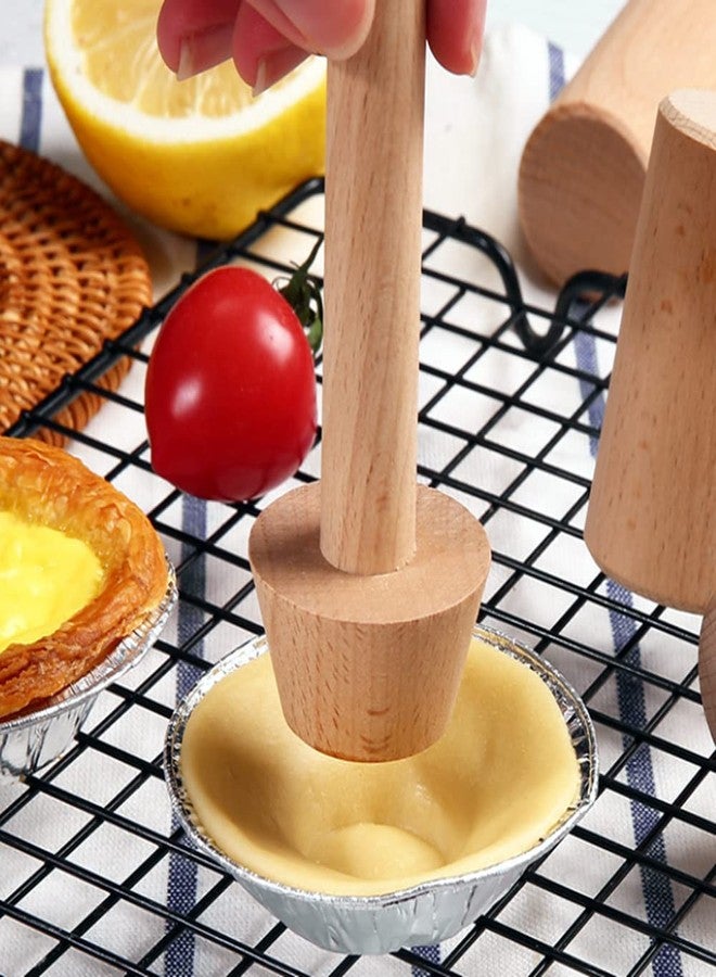 POFUIERKN مجموعة أدوات تشكيل التارت الخشبية ذات الوجهين من POFUIERKN، تتضمن قوالب خشبية، وأدوات تشكيل تارت البيض، وأدوات معجنات، وأدوات مطبخ للخبز والتشكيل. - Image 4